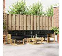 mzdioop Set di divani per esterni, 8 pezzi, bianco e nero, in legno di acacia, con cuscino, resistente alle intemperie, per giardino, terrazza, balcone, comodo set per rilassarsi e mangiare all'aperto