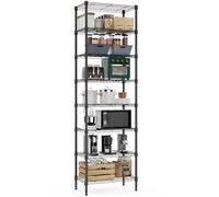 MZG - Scaffale a 8 ripiani in filo metallico, per lavanderia, bagno, cucina, dispensa, garage, cantina, ripostiglio, nero, 35,1 x 59,9 x 201,9 cm
