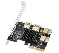MZHOU PCIe 1 a 4 PCI Express Riser Card - PCIE Riser 4X a 16X Splitter Riser Card - Convertitore USB 3.0 da 1 a 4 PCI-E Scheda adattatore GPU Ethereum Bitcoin Mining (non segnali USB)
