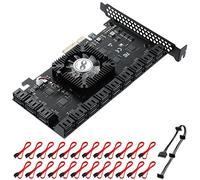 MZHOU Scheda di espansione PCI-E da 4X a 24 porte SATA3.0, Scheda Moltiplicatrice del Controller SATA da 6 Gbps, Supporto per WINDOWS, Ubuntu, Linux
