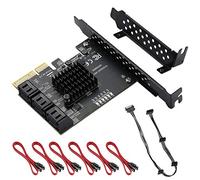 MZHOU Scheda di Espansione SATA 6 Porte, Scheda PCIe interfaccia 4X a SATA 3.0 6Gbps Controller,Chipset Asmedia 1166 Include 7 Cavi, Avvio come Disco di Sistema,con WIN7 WIN8 WIN10 Ubuntu