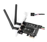 MZHOU Scheda di Rete Wireless PCI-E a NGFF M.2 WIFI, Scheda Adattatore Bluetooth KEY A-E - Antenna Dual Band 2,4/5 GHz-Con kit 2X 6-dBi Antenna