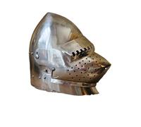 MZICXV Elmo bacinetto medievale con visiera a teschio di bue, elmo da cavaliere in acciaio funzionale, armatura indossabile for rievocazione storica con fodera