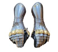 MZICXV Guanti gotici tardo medievali - Guanti in acciaio completamente indossabili for cavalieri - Rievocazione storica e LARP(Mild Steel)