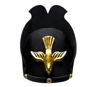 MZICXV Handmade Dynasty Heguan Hat | 's Cap with Plume | Wuguan Historical Costume Accessory(Black large size)