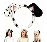 MZinge Cerchietto con orecchie di cane dalmata a pois, morbido cerchietto con orecchie di cucciolo di peluche, simpatico costume da cosplay, copricapo per Halloween, feste, trucco, cura della pelle