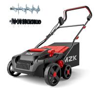 MZK Dethatcher e scarificatore elettrico 2 in 1 da 38,1 cm con regolazione dell'altezza rimovibile in 5 posizioni, dethatcher per prato con borsa di raccolta di paglia da 12 galloni, mantiene la