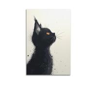 MZKSUERS Poster decorativo da parete con gatto con lo sguardo notturno su tela, stampa artistica moderna, per camera da letto, 30 x 45 cm