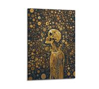 MZKSUERS Poster decorativo da parete con scheletro che fissa lo sguardo, poster decorativo da parete su tela, stampa moderna, poster decorativo per camera da letto, 30 x 45 cm