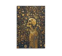 MZKSUERS Poster decorativo da parete con scheletro che fissa lo sguardo, poster decorativo da parete su tela, stampa moderna, poster decorativo per camera da letto, 20 x 30 cm