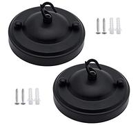 MZMing, 2 pezzi per lampadari vintage, pannello da soffitto in metallo, rosetta da soffitto, gancio da soffitto, gancio a soffitto, soffitto per lampadario (nero)