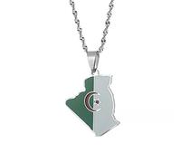 MZMZFFL Gioielli Collana Algeria Mappa Ciondolo Bandiera algerina Collana Femmina Ragazza Africana Gioielli Color Oro Regalo di Natale