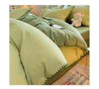 MZP Completo Letto Matrimoniale Cotone 4 Pezzi Copri Piumino Lenzuolo con Angoli federe Duvet Cover Alta qualità in Tinta Unita Quattro Stagioni No Stiro(GreenD,King)