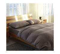MZP Set Biancheria da Letto 4/3Pezzi 100% Jersey cotone Morbido Traspirante Moderno Righe Set Copripiumino con Lenzolo con angolo federa Singolo matrimoniale(Coffee,220x240-180x200CM)