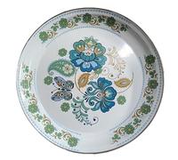 MZPOZB Enamel Thickened Plate Tea Dried Fruit Tray Round Household Vegetable Trays Kebab Large Plates Chicken(30cm-B)