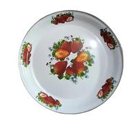 MZPOZB Enamel Thickened Plate Tea Dried Fruit Tray Round Household Vegetable Trays Kebab Large Plates Chicken(30cm-C)