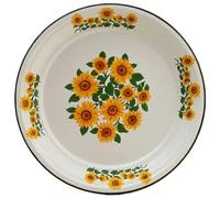 MZPOZB Extra-thick 30cm X 36cm Enamel Tea Tray Large Round Serving Platter Enamel Fruit Bowl Dishx(35cm-D)