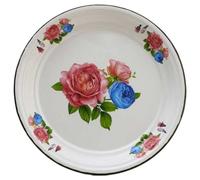 MZPOZB Extra-thick 30cm X 36cm Enamel Tea Tray Large Round Serving Platter Enamel Fruit Bowl Dishx(40cm-B)