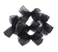 MZPOZB Fiocchi di Nastro di Grandi Dimensioni in Poliestere, Pizzo, Raso, Fiocco, Fiore, for Fai da Te, forcina for Capelli, Regalo, Decorazione for Matrimonio(Black,10pcs)