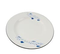 MZPOZB Heavyweight Enamel Dinner Plate Vintage-Style Floral Patterned Flat Dish Themed Restaurant Serving(20cm)