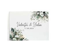 MZPOZB Libro degli Ospiti for Matrimonio Bianco, Elegante e Personalizzato, con Copertina Rigida, for Coppie, Messaggio del Signor della Signora(Color 01)