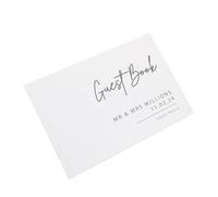 MZPOZB Libro degli Ospiti Personalizzato for Matrimonio, Bianco, Semplice ed Elegante, con Copertina Rigida, for Coppie(Color-04,Gold Text)