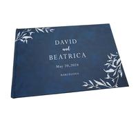 MZPOZB Libro degli Ospiti Personalizzato for Matrimonio, Libro degli Ospiti Personalizzato, Messaggio for Il Signor e la Signora, Fidanzamento, Festa di Compleanno(Blue-03)