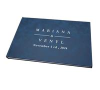MZPOZB Libro degli Ospiti Personalizzato for Matrimonio, Libro degli Ospiti Personalizzato, Messaggio for Il Signor e la Signora, Fidanzamento, Festa di Compleanno(Blue-04)