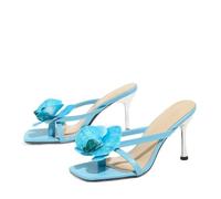 MZPOZB Sandali A Fiori Sandali slingback da donna Blue Orchid estivi con punta aperta e cinturino posteriore Scarpe tacco alto(Sky Blue,42)