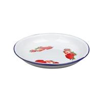 MZPOZB Thickened Enamel Dinner Plate Classic Vintage Round Dish Fruit Bowl & Rice Deepened(21.6cm)