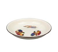 MZPOZB Thickened Enamel Dinner Plate Classic Vintage Round Dish Fruit Bowl & Rice Deepened(24cm-B)
