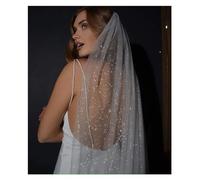 MZPOZB Velo da Sposa Veli da Sposa Scintillanti Lungo Velo da Sposa Dorato da Sposa Filato colorato con Paillettes Velo Ai Glutei(White,150cm)