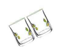 MZRAN 2 bicchieri in vetro con motivo a limone, 400 ml, eleganti motivi a frutta, ideali per cocktail, ore, cene, feste, cucina, stile vintage, coppia di bicchieri