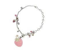 MZRAN Attraente collana con ciondolo a forma di fragola, delicata sulla pelle, finitura metallica, regalo versatile per adolescenti compleanni e idee regalo uniche per tutti i giorni