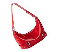 MZRAN Borsa a tracolla da donna in poliuretano, elegante borsa sotto le ascelle, alla moda, con fibbie, decorazione per l'uso quotidiano, elegante borsa portatile, Rosso, One Size