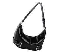 MZRAN Borsa a tracolla da donna in poliuretano, elegante borsa sotto le ascelle, alla moda, con fibbie, decorazione per l'uso quotidiano, elegante borsa portatile, Nero , One Size