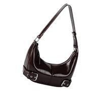 MZRAN Borsa a tracolla da donna in poliuretano, elegante borsa sotto le ascelle, alla moda, con fibbie, decorazione per l'uso quotidiano, elegante borsa portatile, Caff, One Size