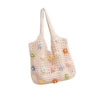 MZRAN Borsa da spiaggia da donna borsa a tracolla lavorata a maglia borsa alla moda con fiori grande capacità ascella shopping per viaggi donne a maglia spalla spiaggia borsa colorata ascella maglia