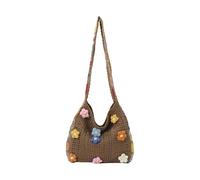 MZRAN Borsa da spiaggia in maglia lavorata a maglia estati borsa da vacanza a spalla per le donne borse da spiaggia a tracolla alla moda per le donne, cachi, One Size