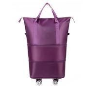 MZRAN Borse per le donne, borsa trolley da viaggio multifunzione grande capacità impermeabile rotolamento bagagli borsa con puleggia manica valigia con ruote, prugna, Large