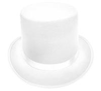 MZRAN Cappello a cilindro con bordo arrotolato per spettacoli teatrali femminili maschili cappello da gentiluomo festa a tema mascherate Dress Up copricapo cappello in tessuto non tessuto bianco,