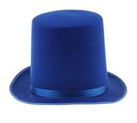 MZRAN Cappello a cilindro nero a bombetta per mago, mago, esibizioni, jazz, teatro, carnevale, discoteca, Blu, 2-3