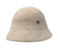 MZRAN Cappello a cloche in lana letteraria a quadrifoglio cappello alla pescatora caldo cappello da pescatore cappello da bacino cappello all-match all'aperto per riprese su strada, Beige, 2-3