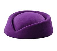 MZRAN Cappello da hostess da donna, accessorio per costume da assistente di volo, per uniforme immobiliare, vintage, cappello da hostess britannico, Fucsia, 2-3