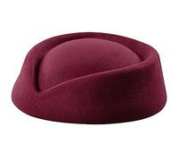 MZRAN Cappello da hostess da donna, accessorio per costume da assistente di volo, per uniforme immobiliare, vintage, cappello da hostess britannico, Rosso vinaccia, 2-3