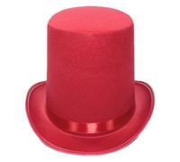 MZRAN Cappello fedora vintage vittoriano età corta cappello mago occidentale versatile Trilby cappello a cilindro per cena all'aperto abbigliamento casual, Altezza 20 cm Rosso Q, 2-3