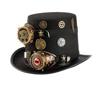 MZRAN Cappello punk con occhiali e catena dettaglio stile vintage feste a tema copricapo festa a tema Halloween per adulti steampunk con occhiali