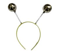 MZRAN Cerchietto per capelli con due sfere oscillanti color argento metallizzato, accessorio per capelli, accessorio per festival, per feste e costumi