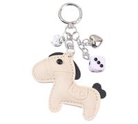 MZRAN Ciondolo per borsa a forma di cavallo, grazioso portachiavi per borse, accessori in pelle, portachiavi per auto, ciondolo da donna, Beige