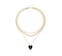 MZRAN Collana con ciondolo a forma di cuore di ispirazione vintage con finitura in smalto lucido, catena a strati regolabile, accessorio per gioielli retrò in lega smaltata